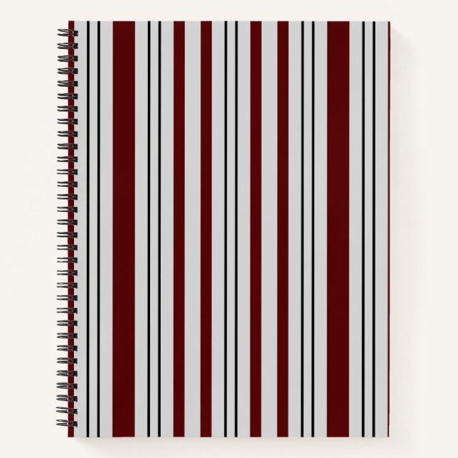 Brown and Grey Lines Patterned Notebook (Front)