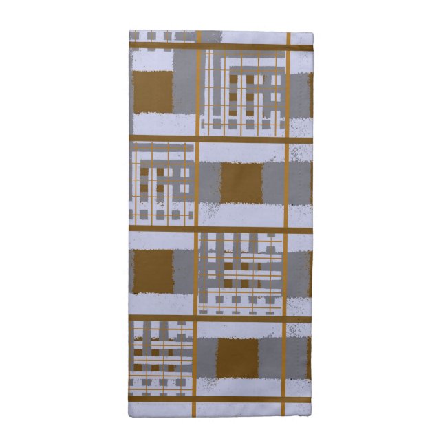 Brown and Grey Modern Checked Cloth Napkin (Half Fold)