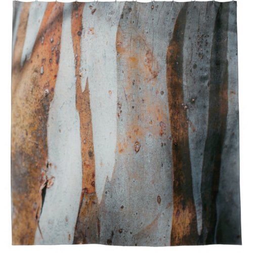 Brown and grey tree trunk shower curtain