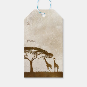 Brown and Ivory African Giraffe Wedding Gift Tags