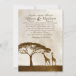 Brown and Ivory African Giraffe Wedding Invitation
