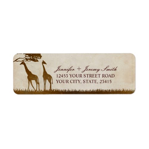 Brown and Ivory African Giraffe Wedding Label