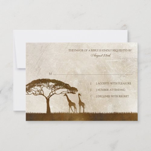 Brown and Ivory African Giraffe Wedding rsvp