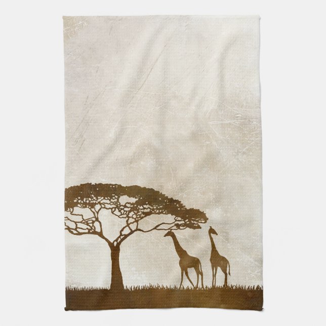Brown and Ivory African Giraffe Wedding Towel (Vertical)