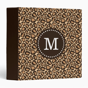 Brown and Leopard Print Custom Monogram Binder