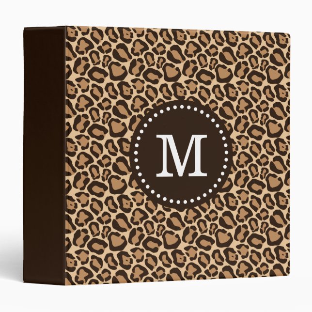 Brown and Leopard Print Custom Monogram Binder (Front/Spine)