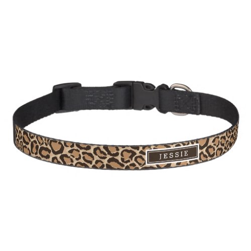 Brown and Leopard Print Custom Monogram Pet Collar