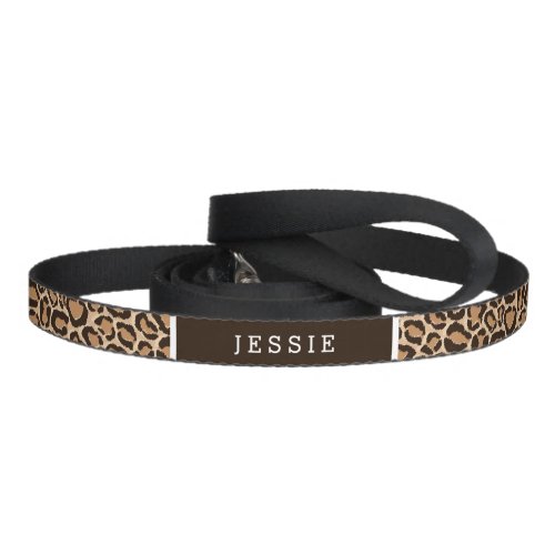 Brown and Leopard Print Custom Monogram Pet Leash