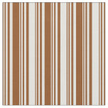 [ Thumbnail: Brown and Light Cyan Colored Striped Pattern Fabric ]