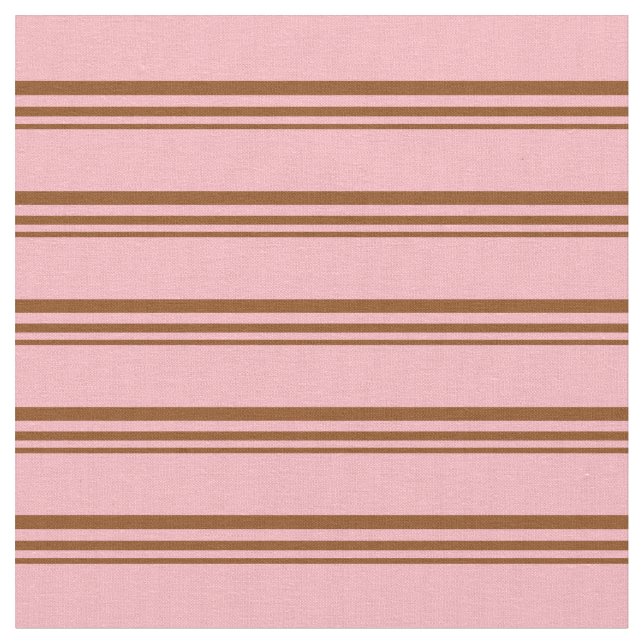 Brown and Light Pink Lined/Striped Pattern Fabric (Close Up)