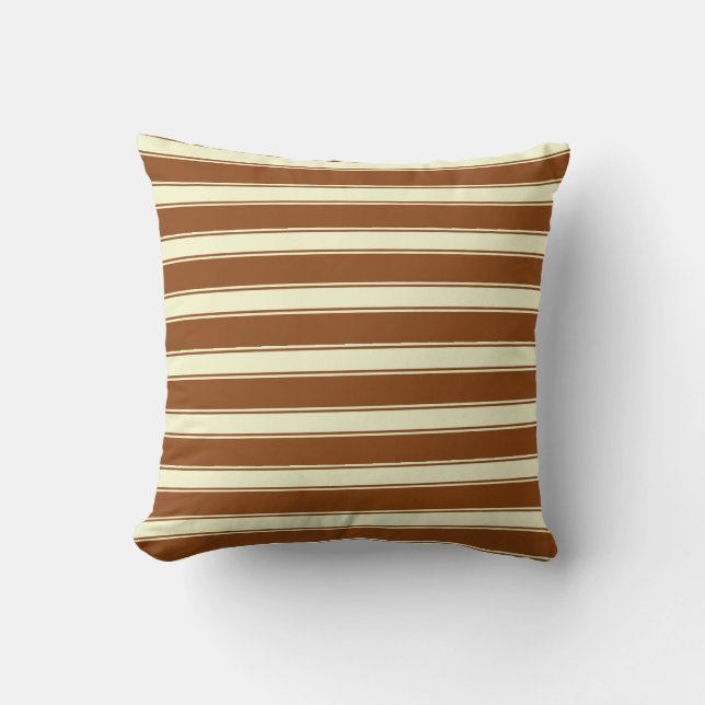 Brown and Light Yellow Lines Pattern Throw Pillow (Front)