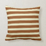 [ Thumbnail: Brown and Light Yellow Lines Pattern Throw Pillow ]