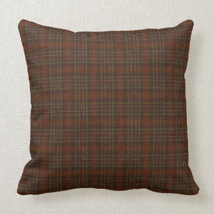 Brown and Mint Green Plaid   Cottage Style Throw Pillow