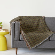 Brown and Moss Green Rustic Plaid Pattern Throw