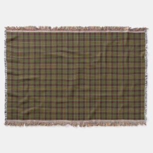 Brown and Moss Green Rustic Plaid Pattern Throw Blanket