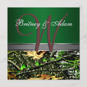 Brown And Mossy Green Camo Wedding Invitations by natureprints at Zazzle