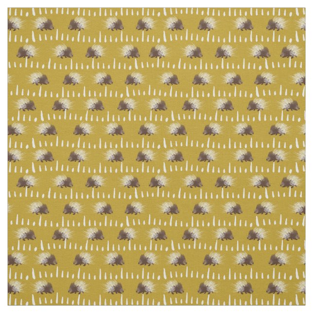 Brown and Mustard Gold Porcupine Patterned Fabric (Swatch)