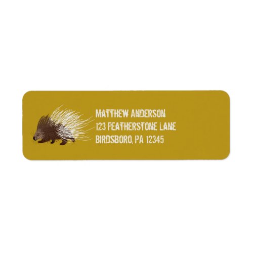 Brown and Mustard Porcupine Return Address Label