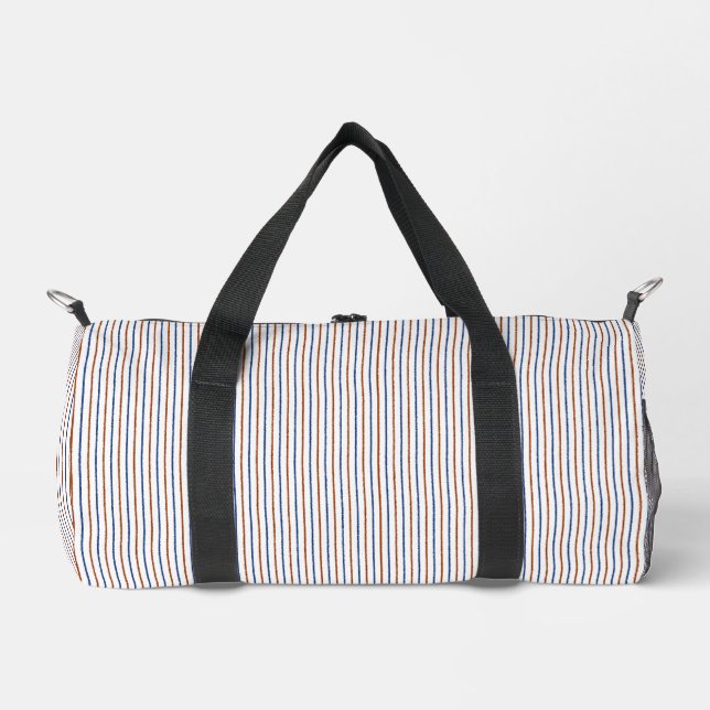 Brown and Navy Blue Stripes Duffle Bag (Front)