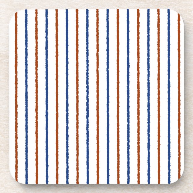 Brown and Navy Blue Stripes with Uneven Lines Beverage Coaster (Front)
