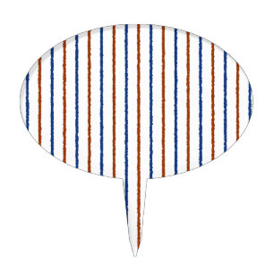 Brown and Navy Blue Stripes with Uneven Lines Cake Topper