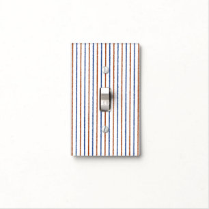 Brown and Navy Blue Stripes with Uneven Lines Light Switch Cover