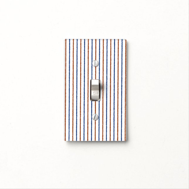 Brown and Navy Blue Stripes with Uneven Lines Light Switch Cover (In Situ)