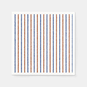 Brown and Navy Blue Stripes with Uneven Lines Napkins