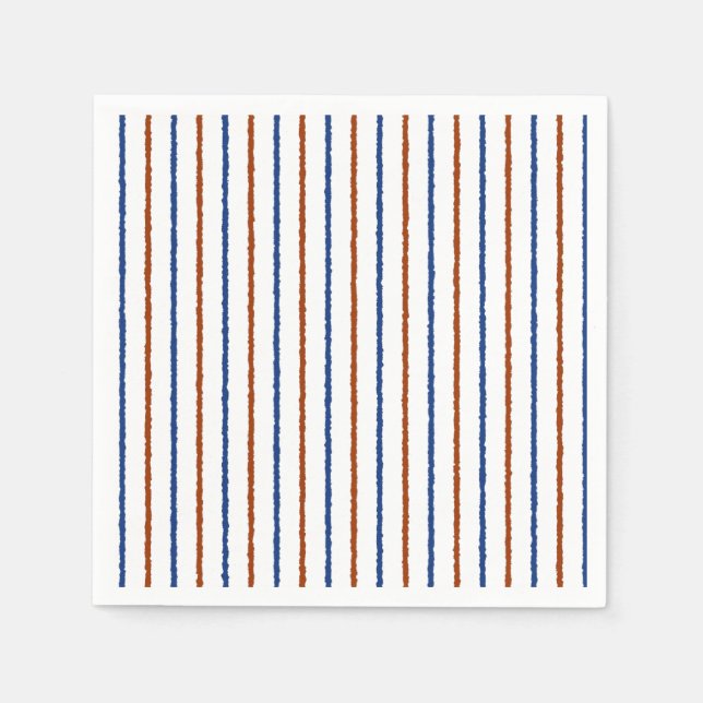 Brown and Navy Blue Stripes with Uneven Lines Napkins (Front)