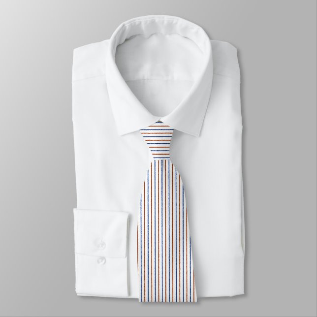 Brown and Navy Blue Stripes with Uneven Lines Neck Tie (Tied)