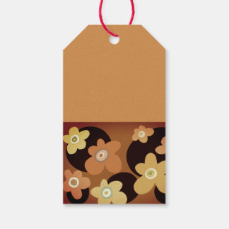 Brown and ochre flowers gift tags