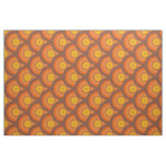 brown and orange 70s style geometric ring pattern fabric