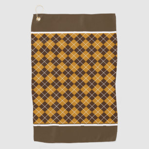 Brown And Orange Argyle Golf Towel