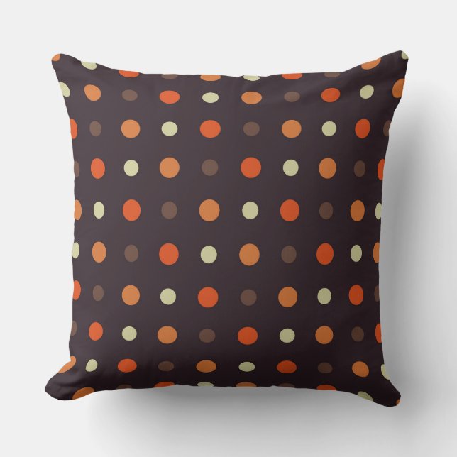 brown and orange fall polka dot throw pillow (Front)