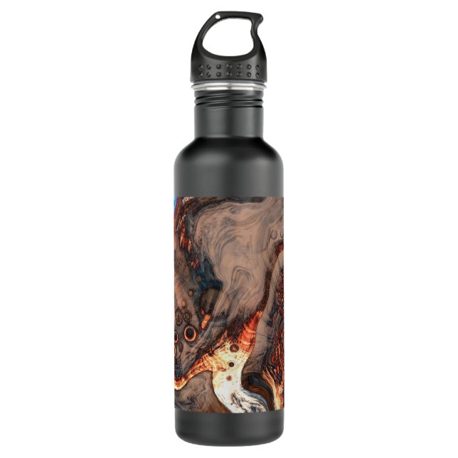 Brown and Orange Modern Art   Stainless Steel Water Bottle (Front)