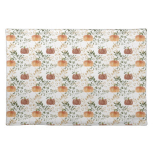 Brown and Orange Pumpkins and Vines Cloth Placemat