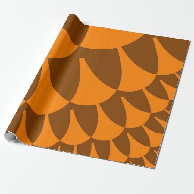 Brown and Orange Scales Wrapping Paper (Unrolled)