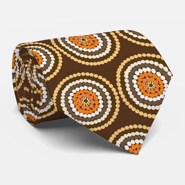 Brown And Orange Spotty Spots,  Neck Tie (Rolled)