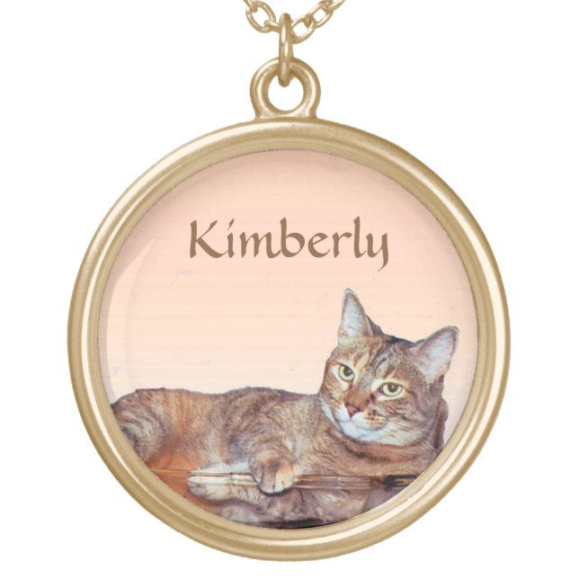 Brown and Orange Tabby Cat Necklace (Front)