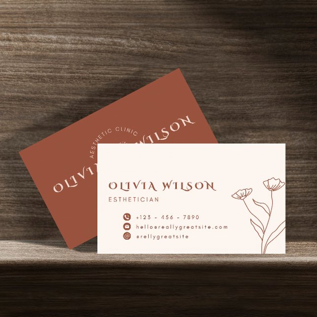 Brown and Pale Yellow Aesthetic Modern Esthetician Business Card (Creator Uploaded)