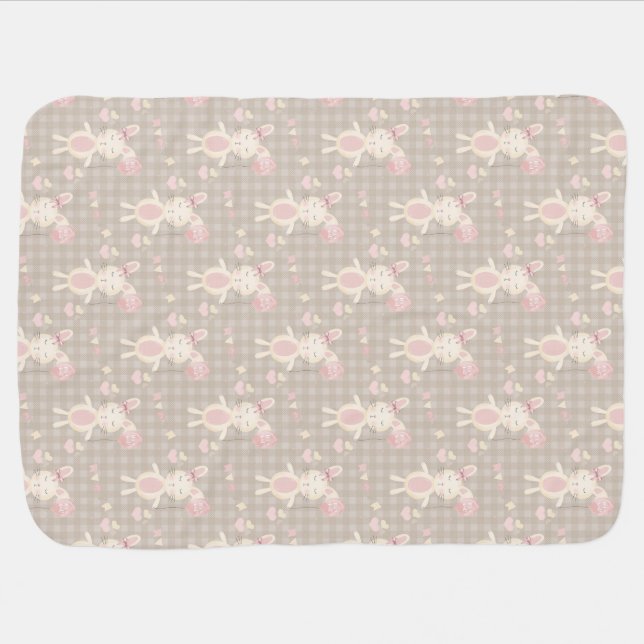 Brown and Pink Baby Bunnies Baby Blanket