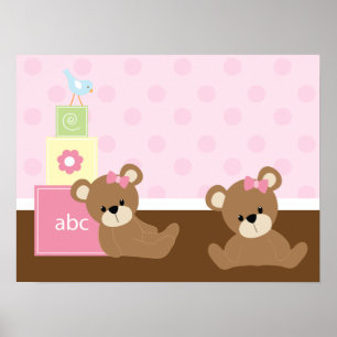 Brown and Pink Bears Kids Wall Decor