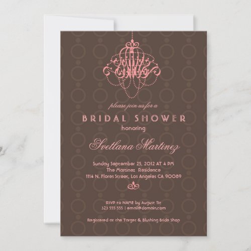 Brown And Pink Elegant Bridal Shower Invitation 3