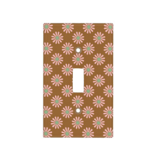 Brown And Pink Floral Pattern Light Switch Cover