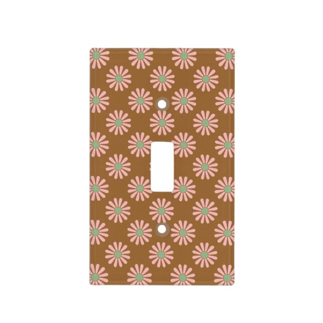 Brown And Pink Floral Pattern Light Switch Cover (Front)