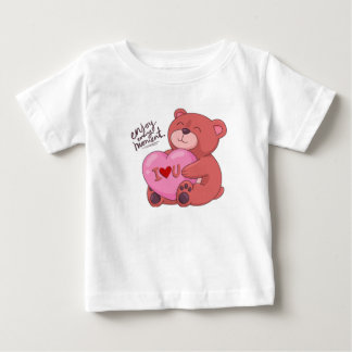 Brown and Pink Illustrative Bear Love T-Shirt