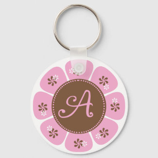 Brown and Pink Monogram A Keychain