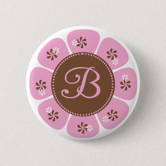 Brown and Pink Monogram B Button (Front)