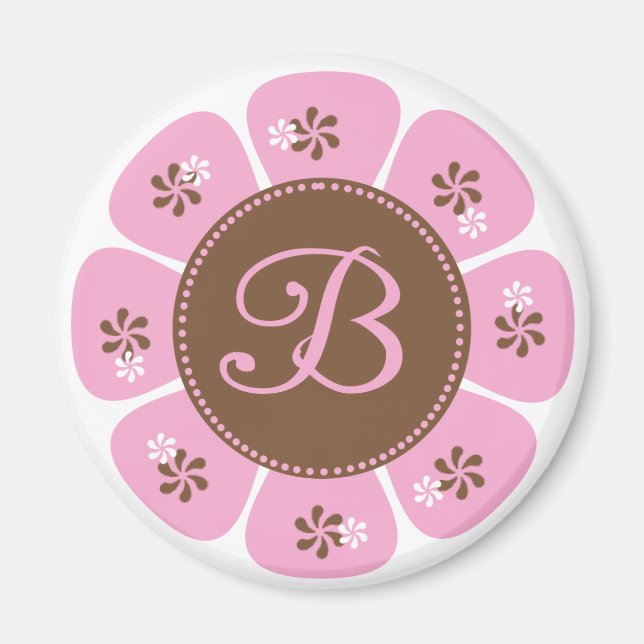 Brown and Pink Monogram B Magnet (Front)
