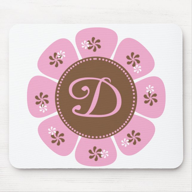 Brown and Pink Monogram D Mouse Pad (Front)